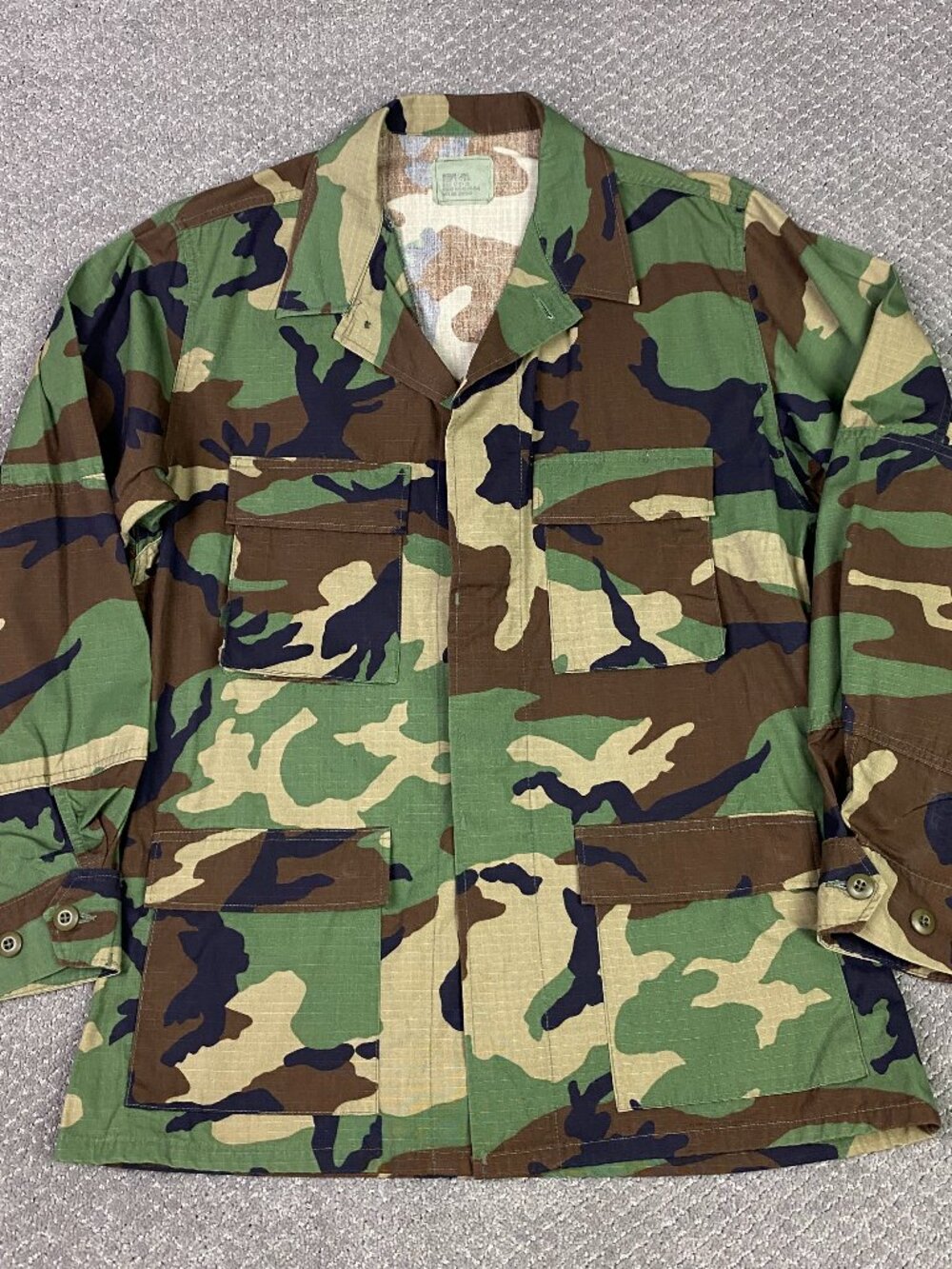US Army BDU Woodland Camo Coat Jacket Mens Medium Long Combat Military Ripstop